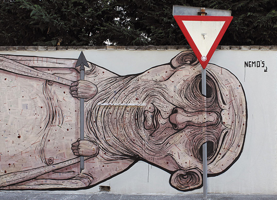 Street Art with Recycled Newspapers by NemO’s