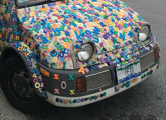 Artsy Car with Colourful Magnetic Letters Spotted in Vancouver