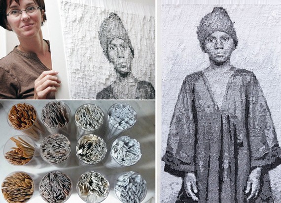 Strip Cut Paper Collages by Nathalie Boutté