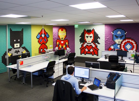 Superhero Post-It Mural with Sticky Notes