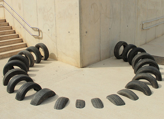 Urban Art Installation made with Tires