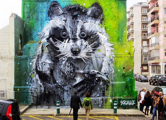 Big Racoon 3D Street Art by Bordalo II