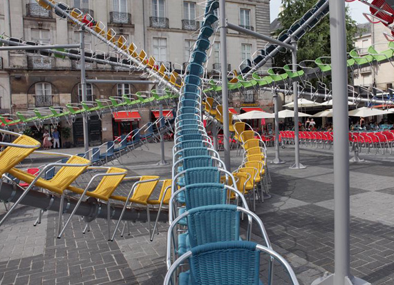 Roller Coaster made out of 1200 Café Chairs