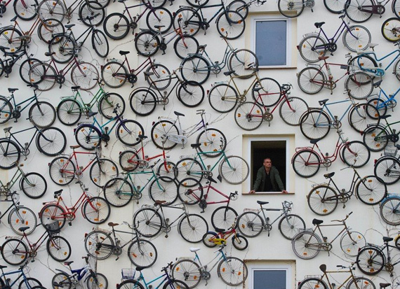 Wall of Bicycles by Fahrradhof Altlandsberg