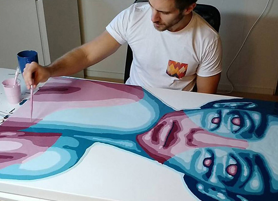 Marble Effect Portrait Paintings by Mikael Takacs