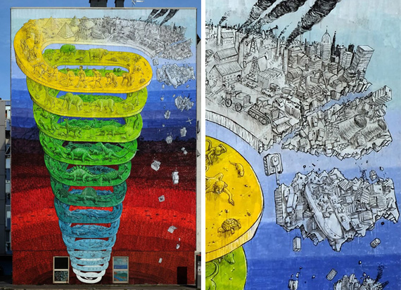 Anthropocene Evolution Mural by Blu