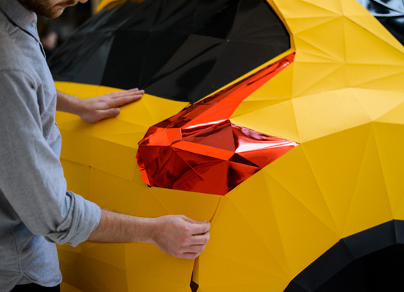Life-size Origami Car with 2,000 Folded Paper Sheets