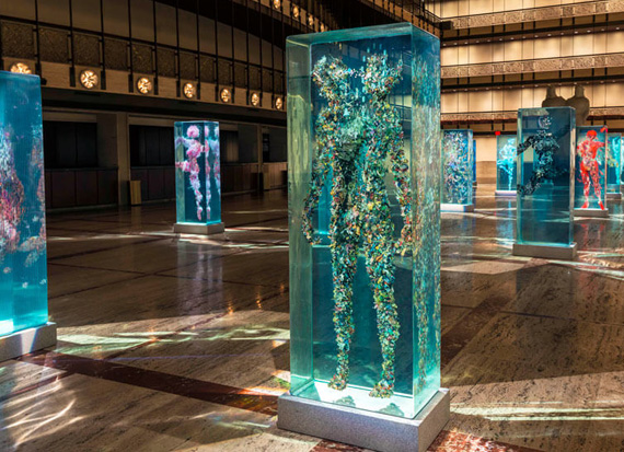 Three-dimensional Collages on Multiple Layers of Glass by Dustin Yellin