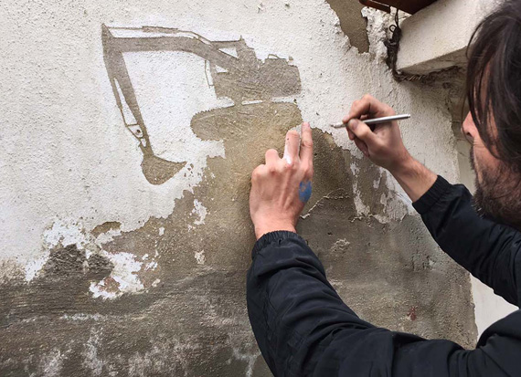 Creative Drawing: Scraping the Skin of Walls by Pejac