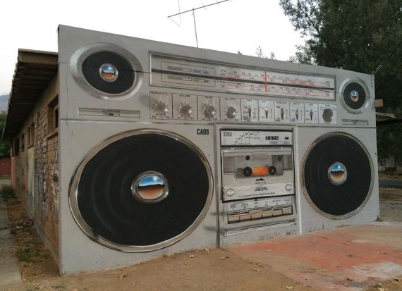 Large Scale Boombox Mural by Seco Sanchez