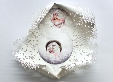 Watercolor on cut and folded paper by Timothy Lee
