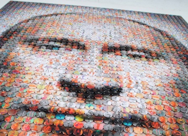 Vladimir Putin Portrait made with 2,500 badges