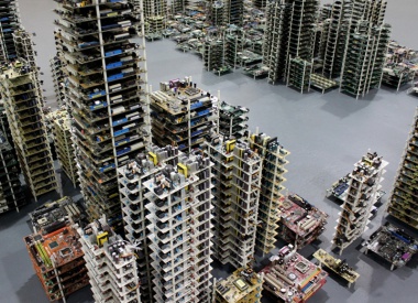Sculptural Metropolis build out of Circuit Boards