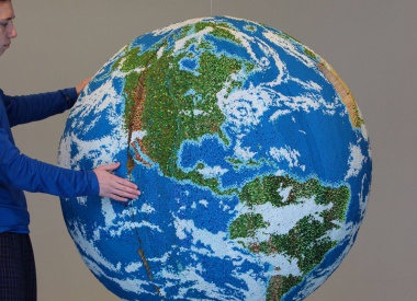 Globe Sculpture from Painted Matchsticks