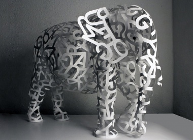Paper Elephant Sculpture from Letter-cuts