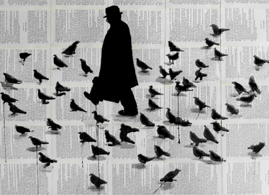 Ink Drawings on Vintage Book Pages by Loui Jover