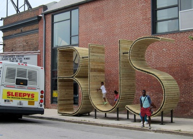 BUS STOP that form the letters BUS