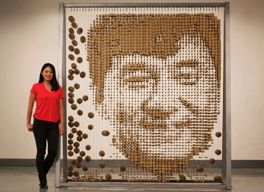 Jackie Chan portrait made of 64,000 Chopsticks