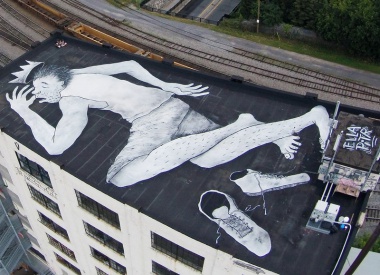 Giant Rooftop Murals by Ella & Pitr in Montreal
